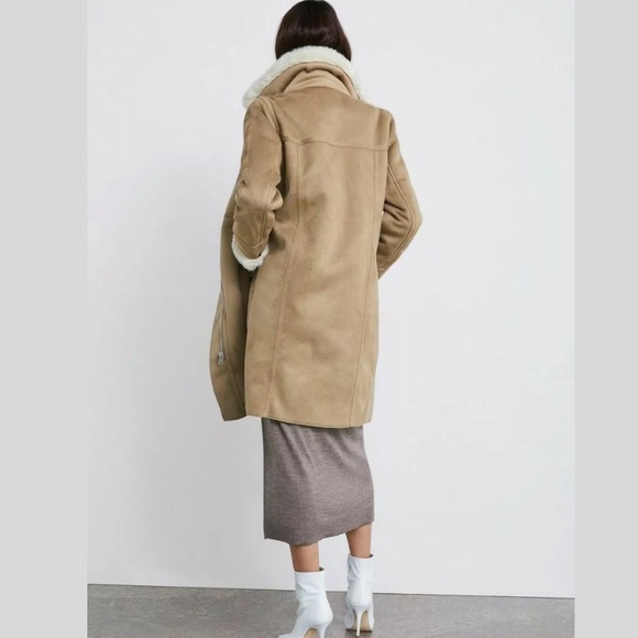 ❤️ ♥️ LAST size M ♥️ ❤️ NWT ZARA FAUX SUEDE LONG BIKER JACKET - Picture 8 of 14